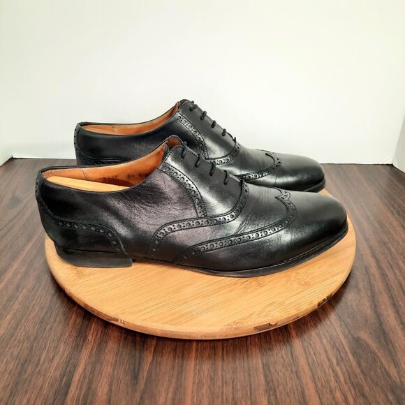 Wolf & Shepherd Senna Mens 9.5 Shoes Black Italian Leather Oxford Dress Sneakers